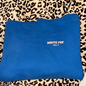 White Fox Boutique Blue Sweatshirt with Pink Logo
